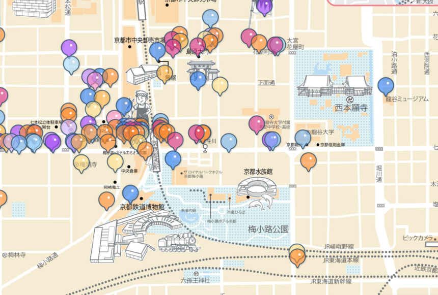 京都観光デジタルマップ「京都・梅小路おさんぽマップ」が公開